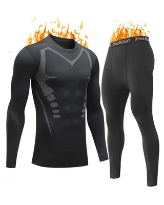 Men's Thermal Underwear Set Heated Base Layer Top & Bottom with Fleece Lined,... - Image 1 of 4