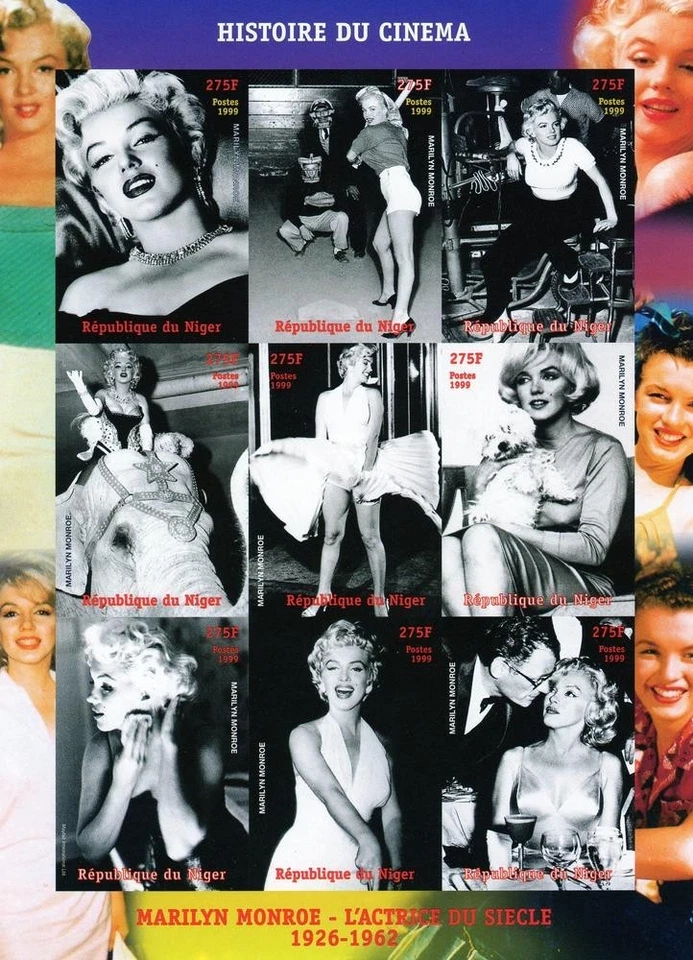 Niger 1998 Marilyn Monroe/ Baseball Sheetlet (9) IMPERFORATED MNH — 第 1/1 张图片