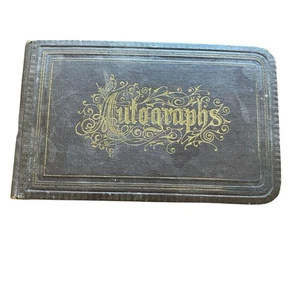 Vintage Autographs book 1870s small black vintage ephemera some writing - Bild 1 von 12