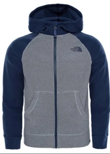 The North Face puffer Gray Fleece Boy XLwith Hood Full Zip Up Long Sleeve Pocket - Picture 1 of 1