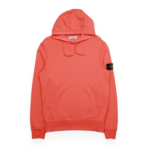Felpa con cappuccio Stone Island S S 22 tinta in capo Popover taglia media corallo