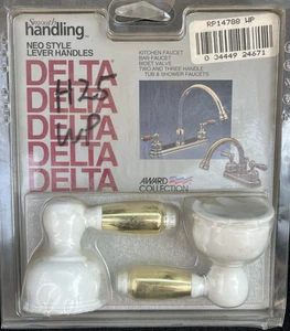 Delta White & Polished Brass Faucet Handles bathroom kitchen sink RP1478WP - Picture 1 of 2