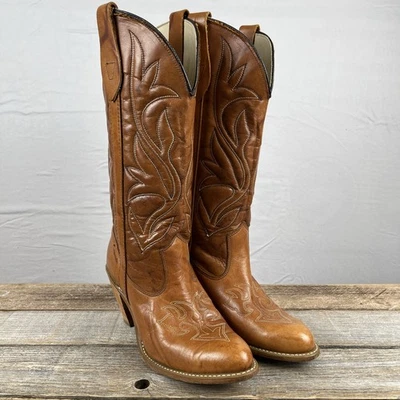 Botas vaqueras Capezio L344 para mujer 7M cuero genuino tostado punta corta occidental EE. UU. Foto 1 de 4