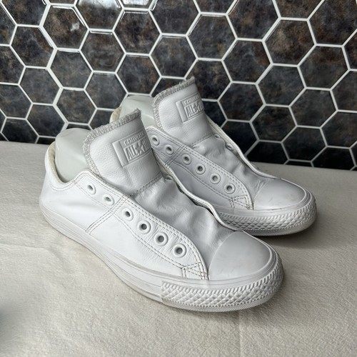 Scarpe donna Converse Chuck Taylor All Star basse in pelle misura 7 5 bianche LEGGI