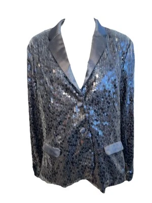 Lisa Rinna Collection Sequin Blazer Black Sz 12 - Image 1 of 4