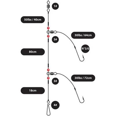 Greys Boat Flapper Rig (1UP1D) 2 Hook Size 3/0 - Image 1 of 2