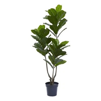 Árbol de hojas de violín de 65" casi natural para interiores/exteriores resistente a los rayos UV en verde/negro Foto 1 de 4