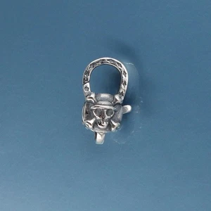 Antiqued Sterling Silver Skull and Bones Lobster Claw Clasp Connector #44090 - Picture 1 of 5