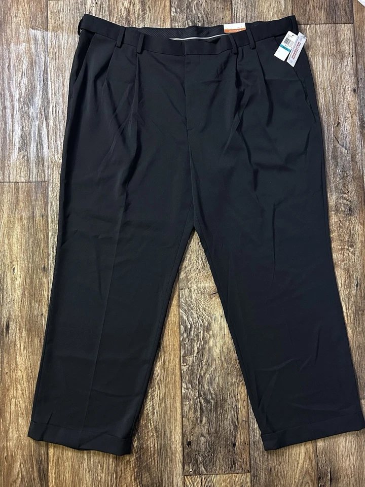 Pantalones de vestir Van Heusen Traveler elásticos premium sin hierro negros 46x30 nuevos con etiquetas Big Tal Foto 1 de 4