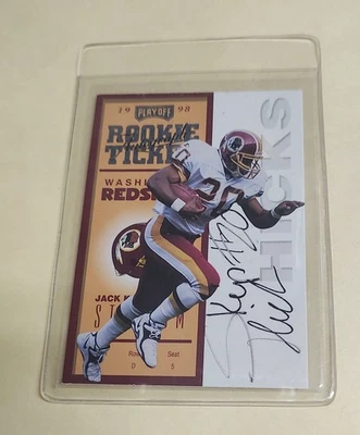 1998 Playoff Contenders Rookie Ticket Auto 100 Skip Hicks RC Washington Redskins - Image 1 of 2