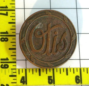 Otis Elevator Nameplate Emblem 2 1/8" Brass Chicago - Picture 1 of 3