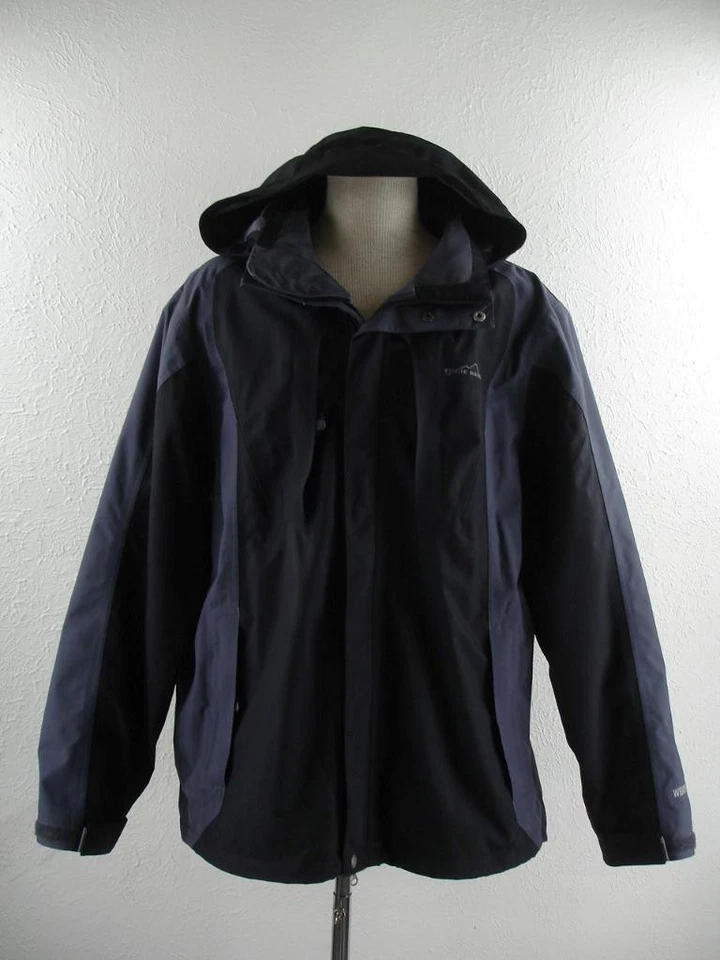 Men's L Eddie Bauer Weatheredge Superior Black Gray Waterproof Parka Rain Jacket - Image 1 of 4