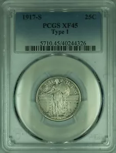 1917-S Standing Liberty Silver Quarter Type 1 PCGS XF-45 (44) - Picture 1 of 2