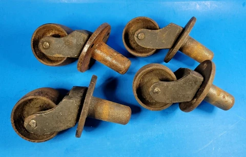 Vintage Old Steel Wheel Swivel Casters 1.25  Wheel 1 1/2  Pin Steampunk Cover