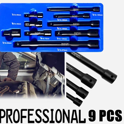 9Piece Extension Bar Set, 1/4", 3/8" 1/2" Drive Socket Extension Premium Steel - Image 1 of 4