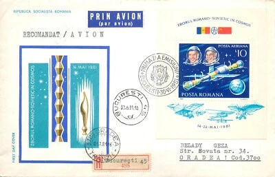 BB002 Romania FDC registered Bucharest - Soviet-Romanian Space Flight Soyuz 40 - Image 1 of 2