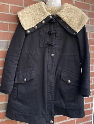 Abrigo Marc Jacobs Sherpa Cuello Botones Palanca Negro Talla S Foto 1 de 4