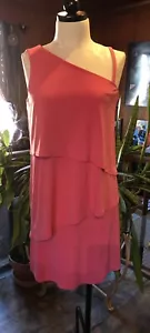 Vince Camuto korallefarbenes Damen ein Schulter abgestuftes Etuikleid $ 118 (neu mit Etikett) Größe 8 - Bild 1 von 3