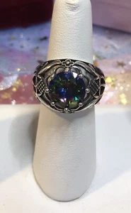 New Rainbow Topaz S925 CZ Solitaire Ring Sz 7 - Picture 1 of 10