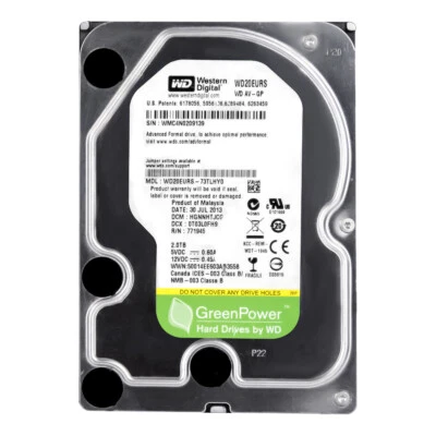 Hard Drive Western Digital 2TB Green WD20EURS SATA II 64MB 5900RPM 3.5 " Inch - Image 1 of 3