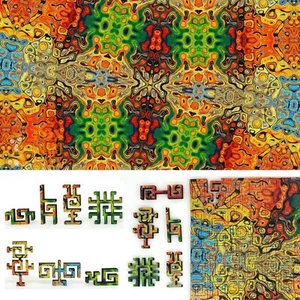 Wooden Jigsaw Puzzle for Adults by FoxSmartBox -Geometric-300 pcs - Kaleidoscope - Picture 1 of 7