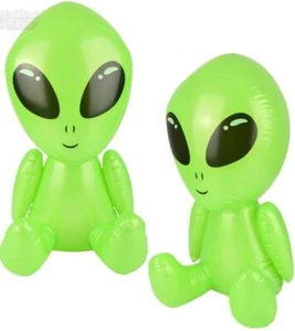 12 TOTAL Galactic Green Alien 24" Inflatables Party Decoration Blow-Up Space UFO - Picture 1 of 5