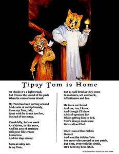 Tipsy Tom is Home 8.5x11" Photo Print Wain Cat Art, Harker Poem Poster Signed - Picture 1 of 2