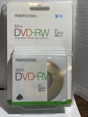 Memorex Mini DVD-RW 3-Pack 1.4GB 30 minute 2X Speed Rewritable - Image 1 of 2
