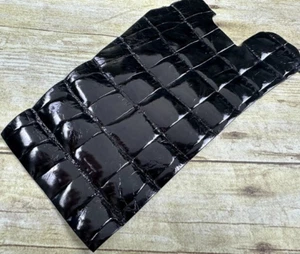 Black Genuine Alligator Tail Hide Leather Skin Piece Scrap Gator Croc Belly 407 - Picture 1 of 3
