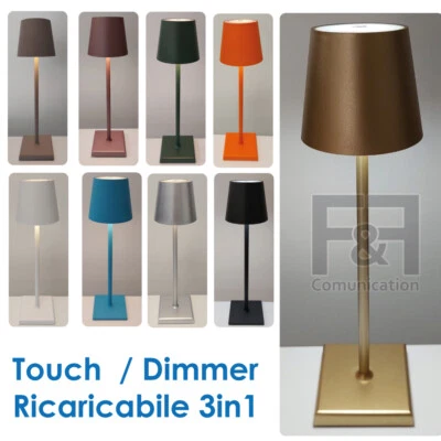 Lampada da tavolo touch led ricaricabile oro nera bianca grigia rossa Bar ristor - Immagine 1 di 3