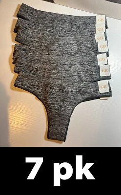 7pk GB GB11P850 Juniors Seamless Thong Panties, Heather Grey Size S - Image 1 of 4