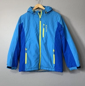Boys Electric Blue And Green Arctic Paw Windbreaker Fleece Lined Zip Of Jacket - Picture 1 of 8