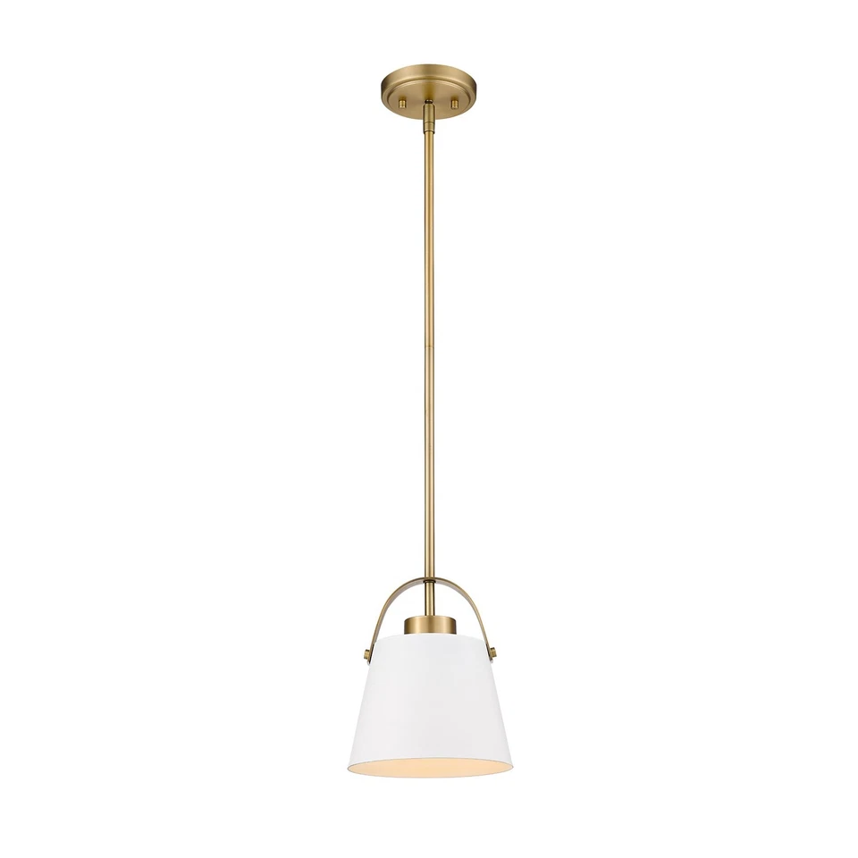 Z-Lite Z-Studio 1 Light Mini Pendant Matte White/Heritage Brass - 726MP-MW-HBR