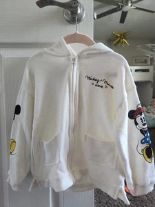 Zara Disney Zip White Hoodie Size 3-4 NWT - Picture 1 of 7