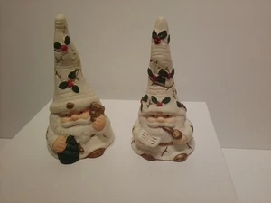 Vtg Ceramic Santa Gnome Christmas Bells Set Of Two - Picture 1 of 6
