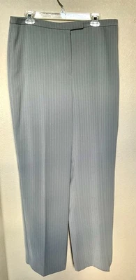 Tahari *NEW* Arthur Levine gray white straight leg pin striped trouser women 16 - Image 1 of 4