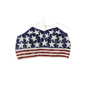 Cache Y2K Beaded Top 4th Of July American Flag Boho Festival Sz M - Picture 1 of 3