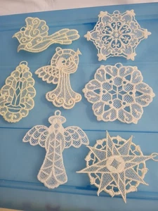 Ornaments Embroidered 3-4 inches White Angels Stars Snowflake Dove Candle - Picture 1 of 8