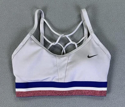 Nike Sports Bra XS Grey Red White Blue Patriotic Indy Icon Sparkle Strappy - Image 1 of 4