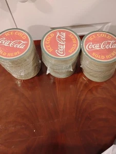3 Sealed Packs, Coca-Cola Brand Coasters w/“Ice Cold Coca-Cola Sold Here" slogan - Picture 1 of 3