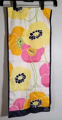 Oscar de la Renta Floral 100% Seda Bufanda 52" X 11.25" Logo Rectangular Foto 1 de 4