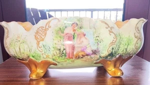 Rare  Antique 1880 Large Bavarian Footedhandpainted Bowl 12 Inch Malmaison J&C - Picture 1 of 12