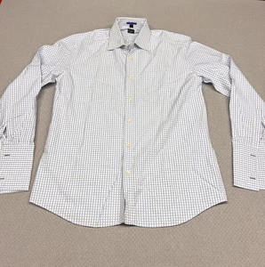 Paul Smith Shirt Mens 16/41 White Blue Check Geometric Button Down Formal Preppy - Picture 1 of 8