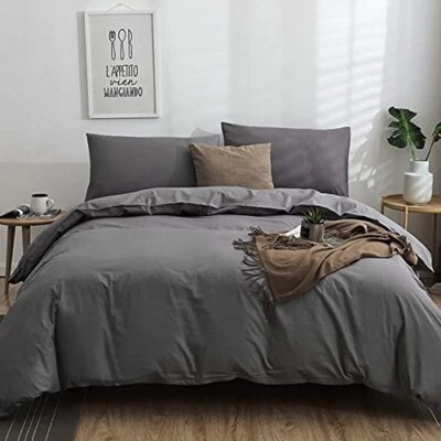 Premium Bed 800TC 100%EgyptianCotton Duvet/Sheet Set/Fitted Gray Solid US Queen - Image 1 of 4