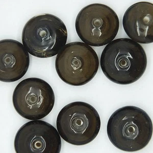 Cuentas de vidrio gris disco transparente 10 mm. Paquete de 10. Hecho en la India. - Imagen 1 de 2