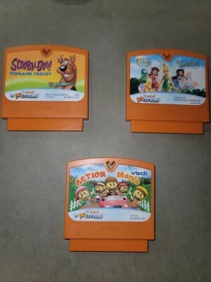 Lot Of 3 VTech V.Smile & V.Motion Learning System Scooby Doo Tinkerbell Action - Image 1 of 4