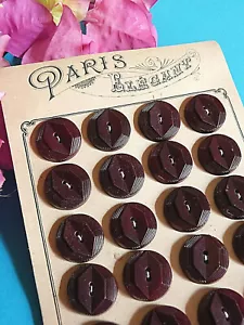 047c/ Superb Plate of 24 Buttons "Paris Elegant" Bordeaux Ep. Art Deco - Picture 1 of 5