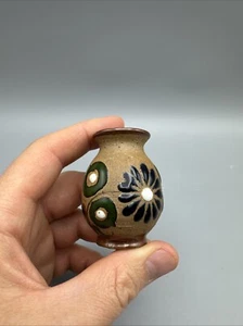 Vintage Miniature Vase Tonala Mexico Tiny Handpainted Pottery 2 inch - Picture 1 of 6
