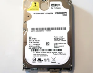 Western Digital WD5000BMVW-11AMCS4 EB0T2AN (WXG1) Malaysia 500gb USB 07.2011 - Picture 1 of 1