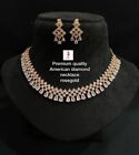 New Ethnic Earrings Bollywood Bridal Necklace Indian Jewelry Gold Plated AD Set